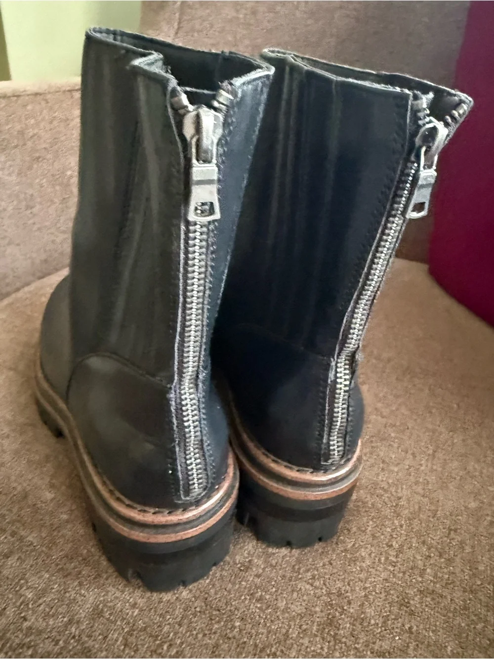 Kork-Ease Black Leather Ankle Booties with Lug Sole